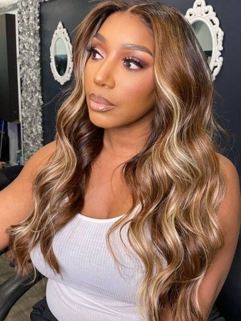 UNice 4x4 Lace Closure Honey Blonde Highlights Body Wave Wig