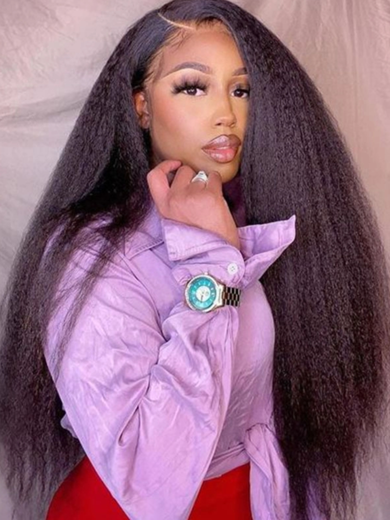 Unice 18 inch Natural Looking Beginner Friendly V Part Kinky Straight Wig Upgrade U Part Human Hair Wig