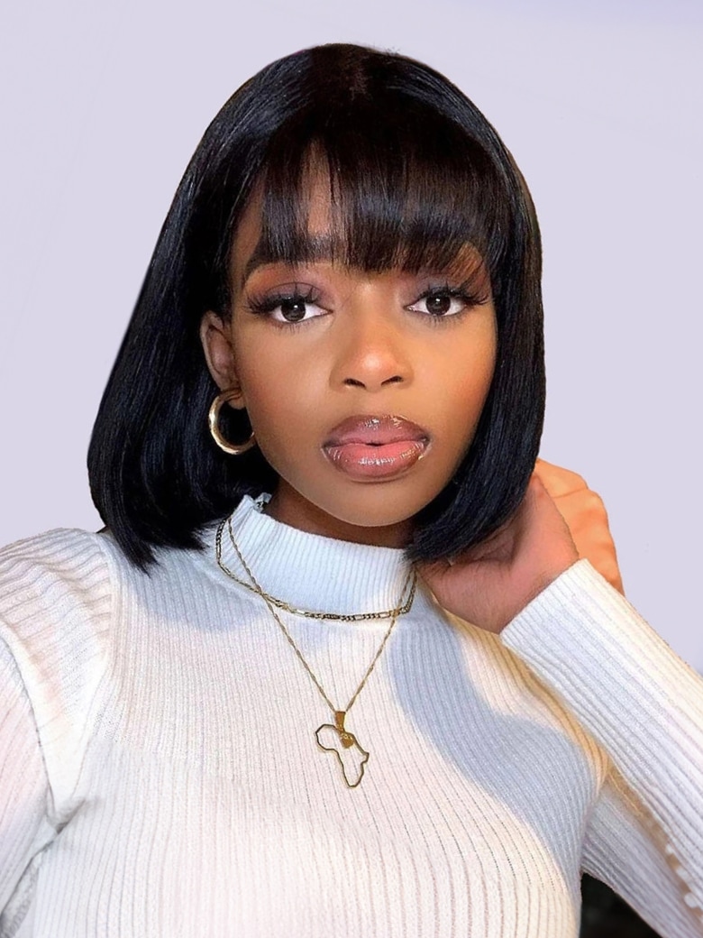 Unice Special Offer 10 Inches Short Bob With Bangs Machine Made Straight Wig