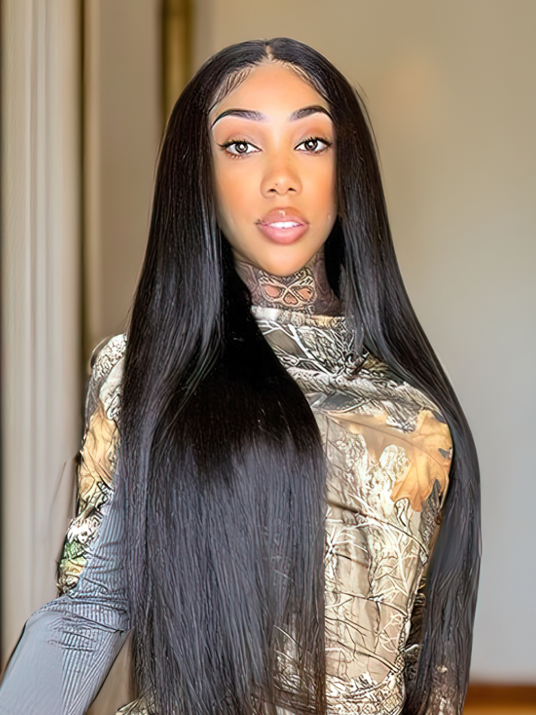 Straight Human Hair Lace Front Wigs for Black Women Glueless Lace