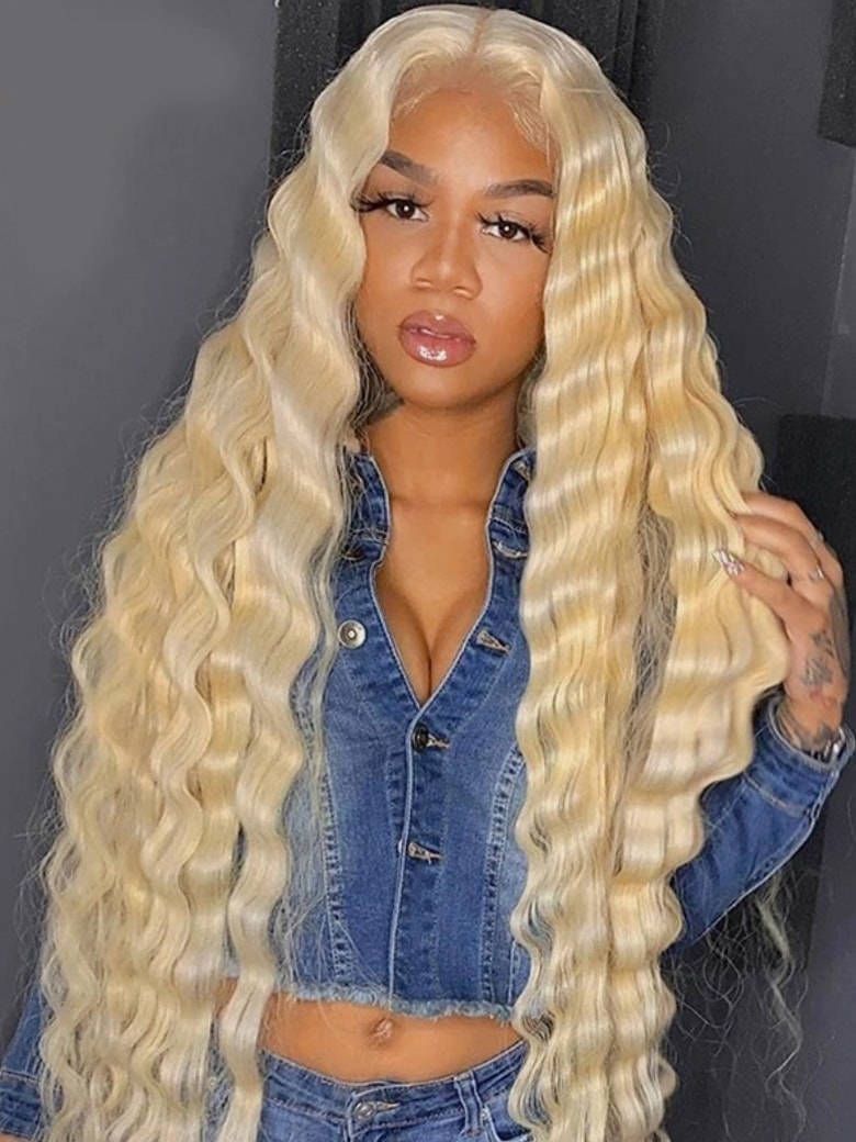 14 13x4 Lace Frontal Deep Wave 613 Blonde Wigs