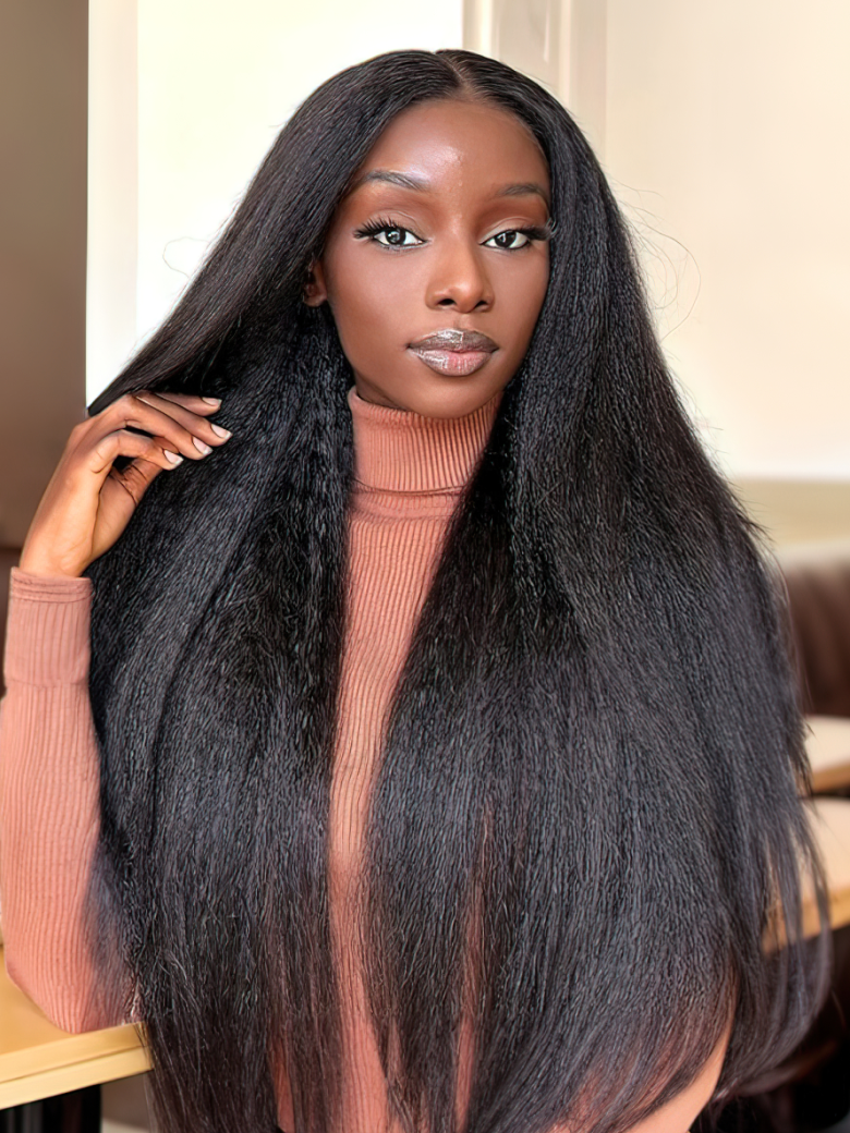 UNice Kinky Straight Hair Lace Front Wig Human Hair