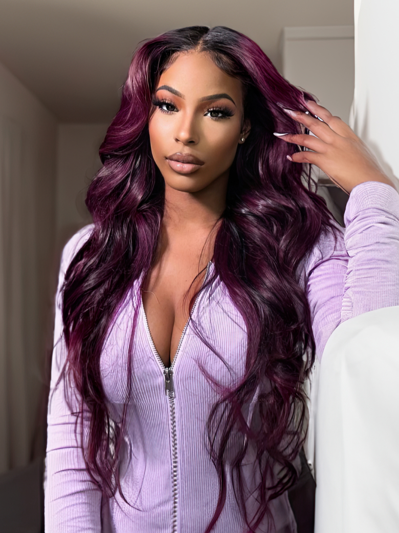 UNice Midnight Dark Purple Ombre 13x5 Lace Front Loose Wave Wig