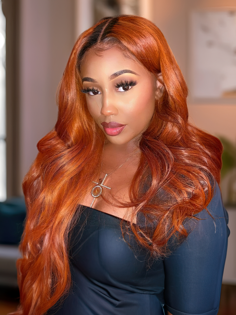 UNice Cinnamon Brunette Loose Wave 13x4 Lace Frontal Wig With Dark