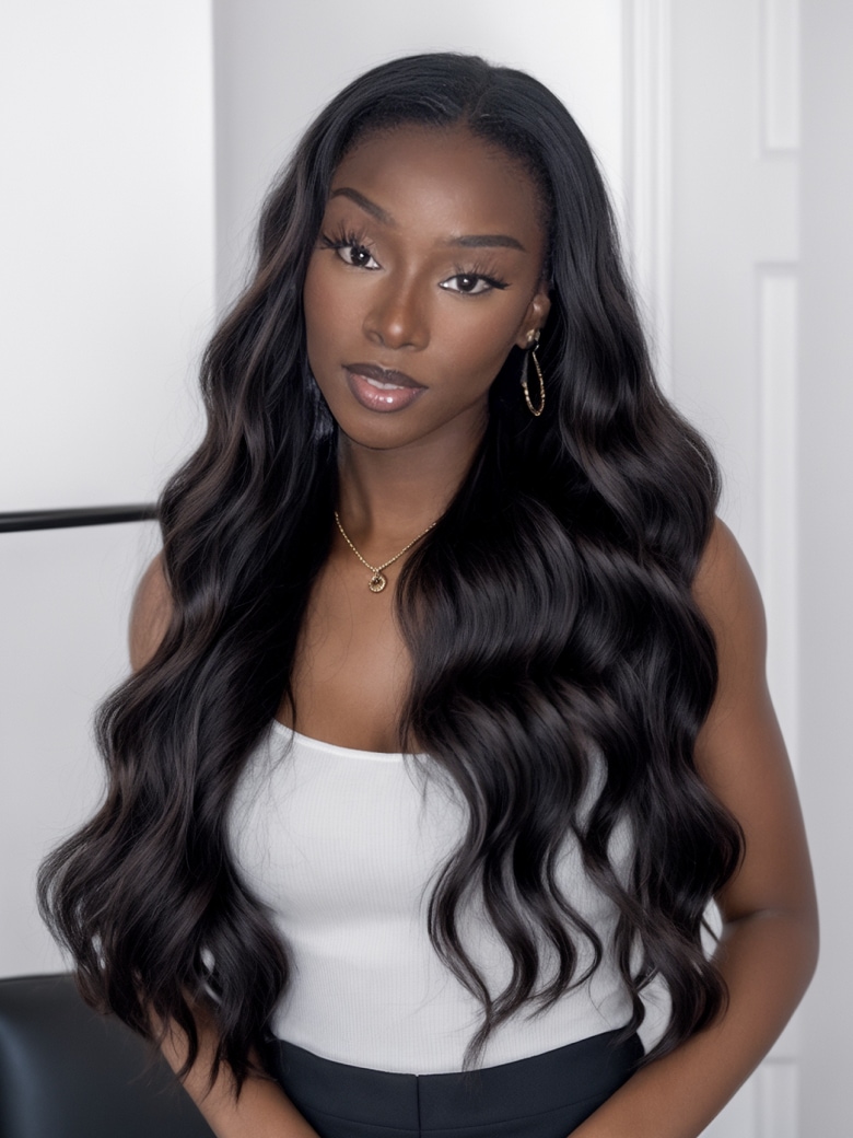 Hottest UNice 5x5 HD Pre Cut Lace 150% Density Put On And Go Glueless 0 Skill Needed Body Wave Black Air Wig Weekend Sale