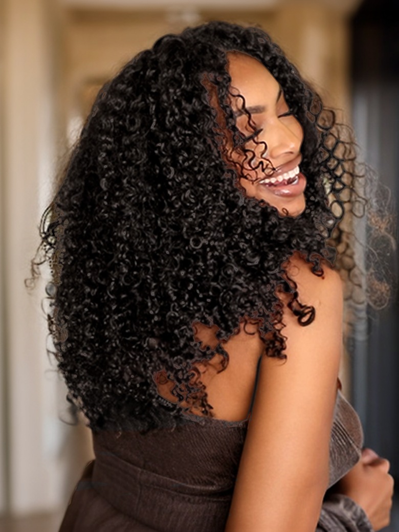 UNice Transparent Lace 4x0.75 / 13x4 Curly Black Natural Wig Durable &  Versatile