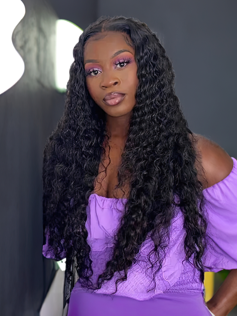 [18""=$39.9] Glueless V Part Water Wave Natural Looking Wig With No Leave-Out