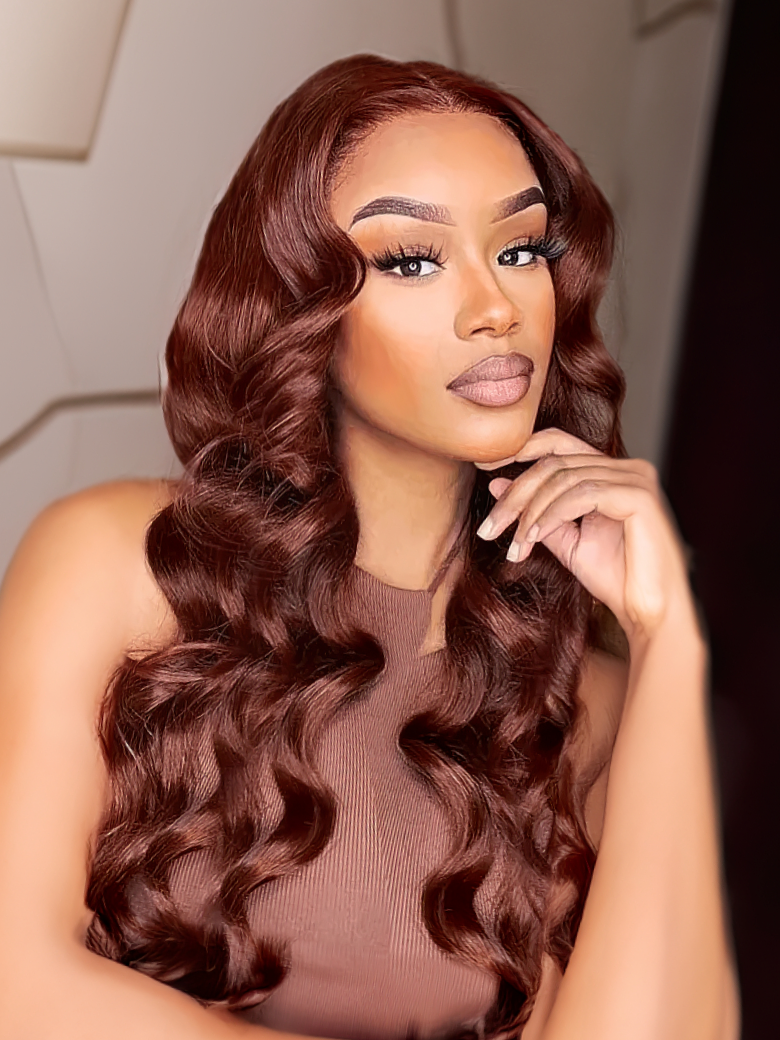 Reddish Brown Lace Front Wig 18" - 70% Off