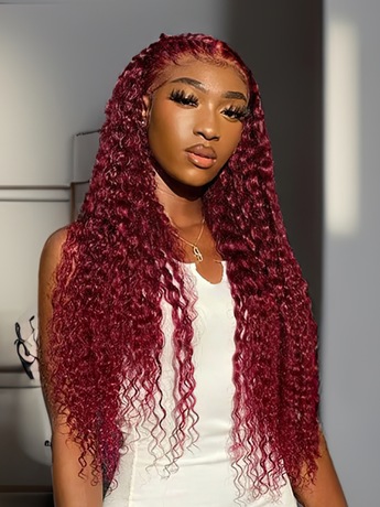 Lace frontal wig  Burgundy curly hair, Curly lace frontal, Frontal  hairstyles