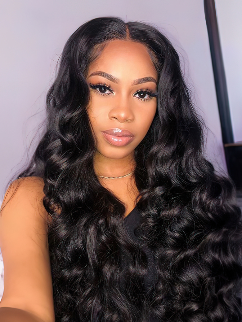 Human hair full shop lace wig loose wave