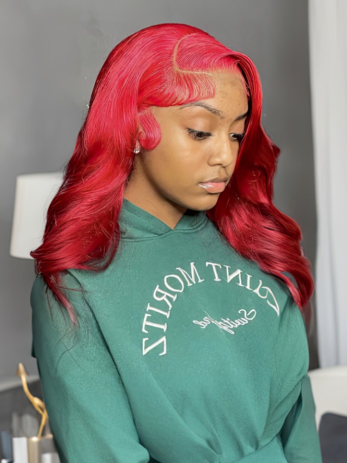 UNice 13x4 Lace Front Vivid Red Body Wave Wig