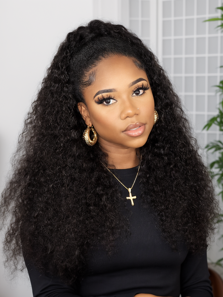 UNice Glueless V Part 0 Skill Needed Wig Beginner Friendly Natural Scalp Curly Human Hair Upgraded U part Wig Without Leave out