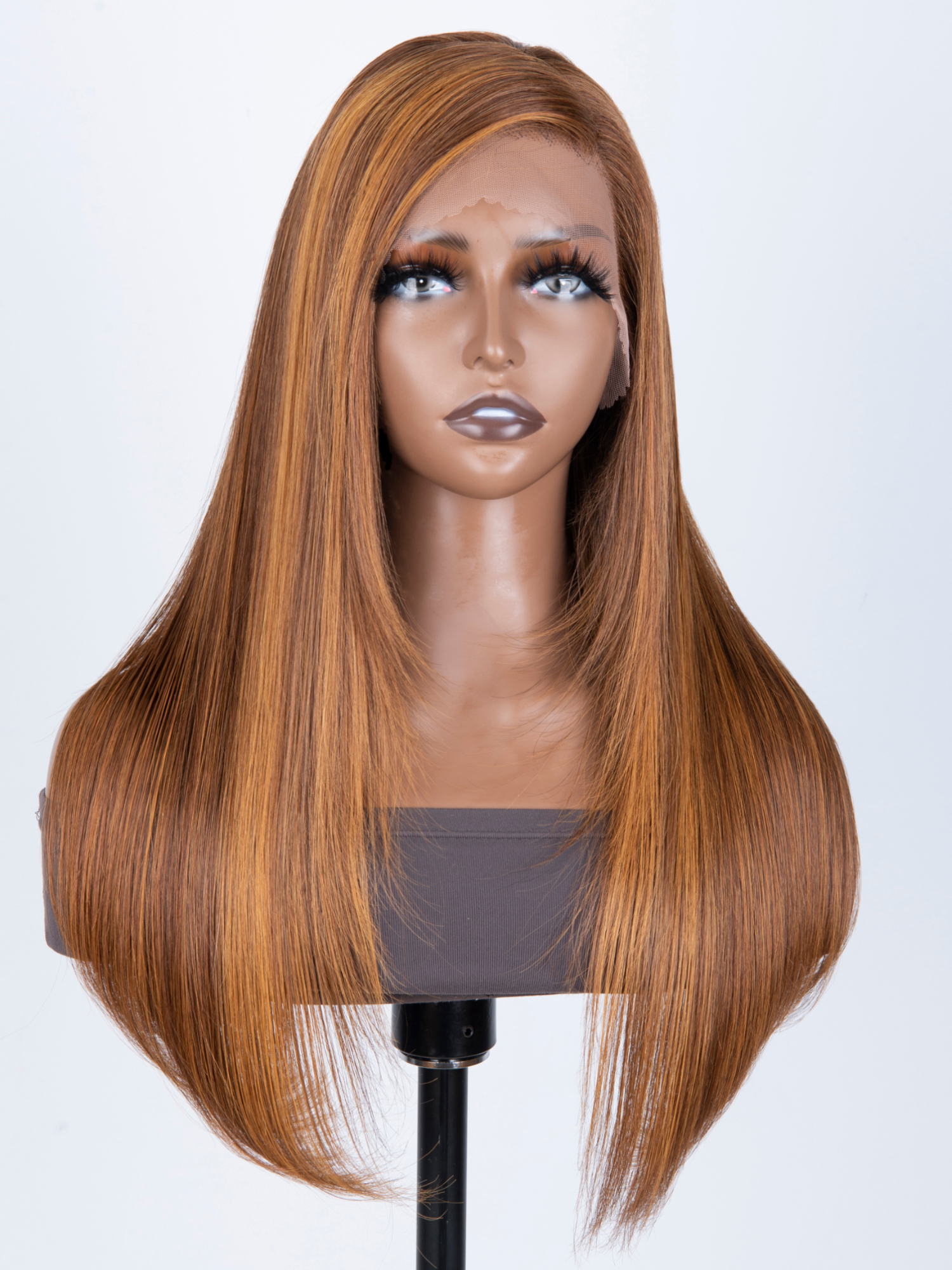 UNice 13x4 Lace Front Feathered Piano Highlights Brown Wig With