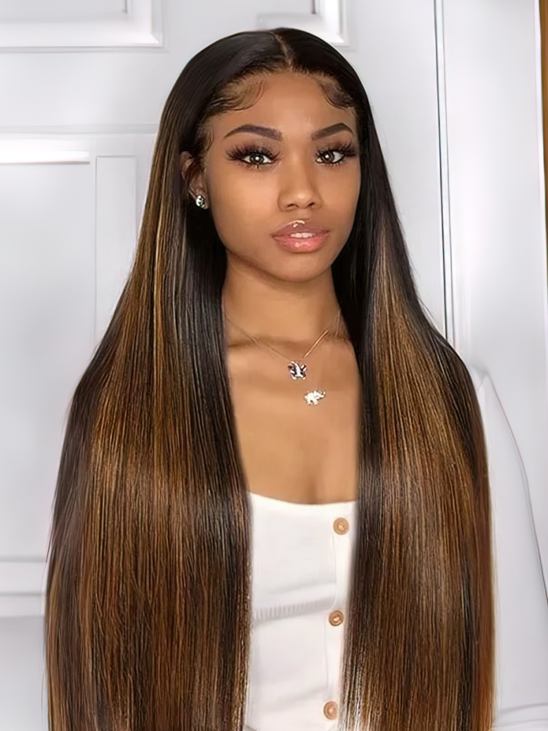 UNice Glueless Straight V Part Wig Balayage Highlights Beginner