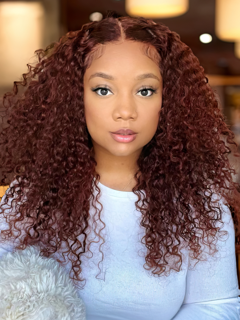 UNice Reddish Brown 3C Curly Hair 13x4 Lace Front Wig