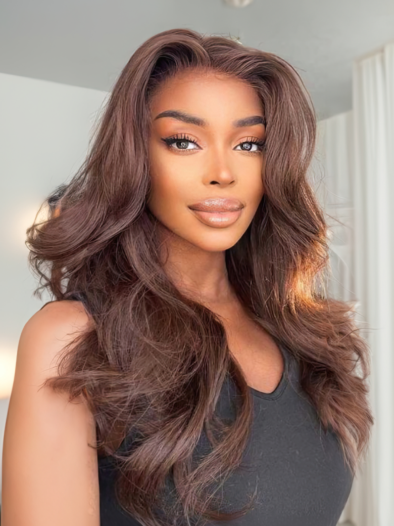 [From 22"] UNice 13x4 Transparent Lace Front Fall Hair Color Dark Chocolate Brown Body Wave Wig
