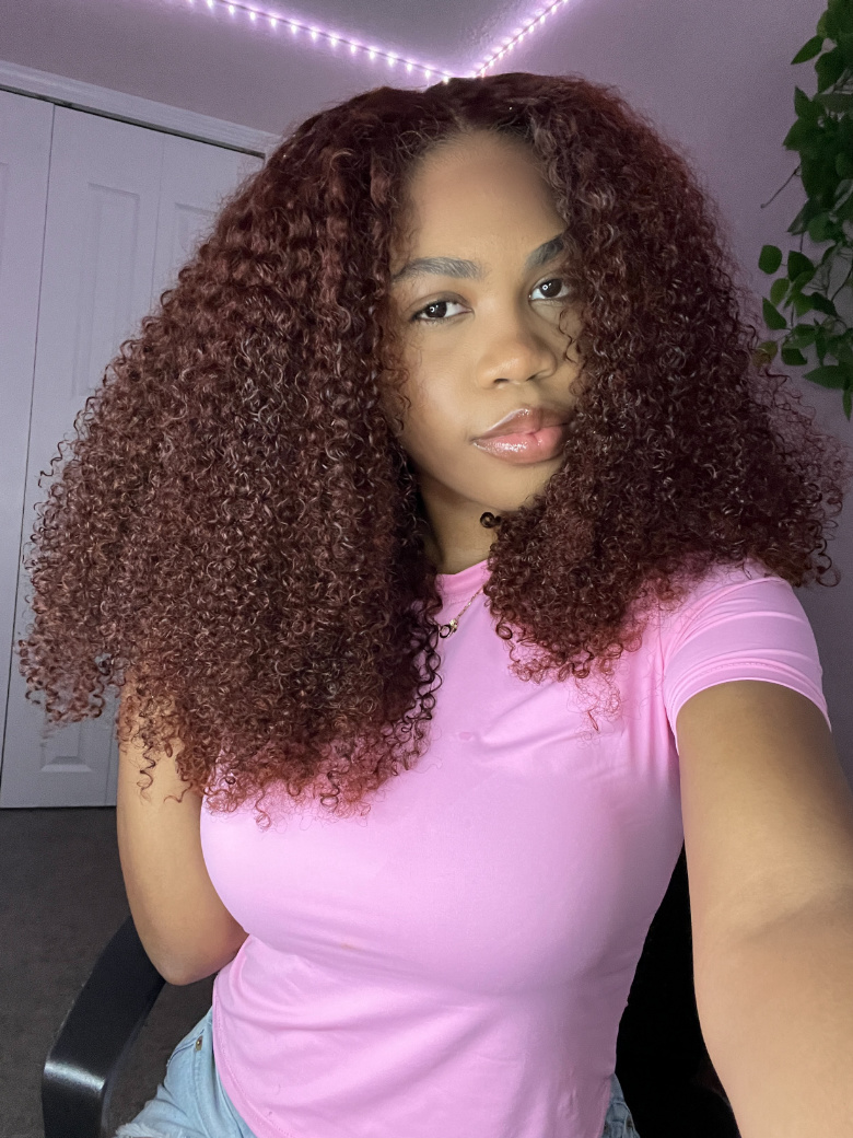 Unice Bye Bye Knots Wig 7x5 Glueless Lace Reddish Brown Kinky Curly