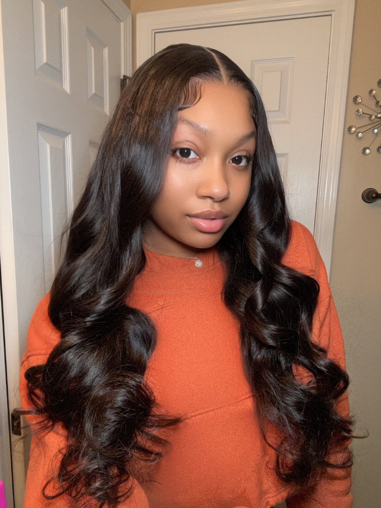 UNice 13x4 Lace Front Black Body Wave Wig With Baby Hair