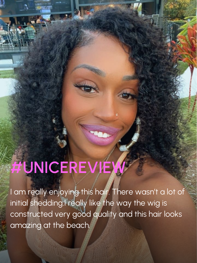 UNice V Part Kinky Curly Wig Beginner Friendly Protective Style Glueless Human Hair Wig