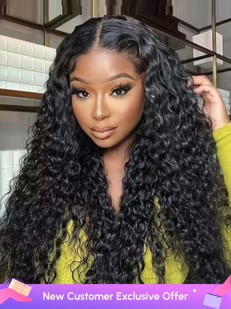 Middle Part Lace Jerry Curly Wigs 180% Density Natural Hairline Glueless Wigs