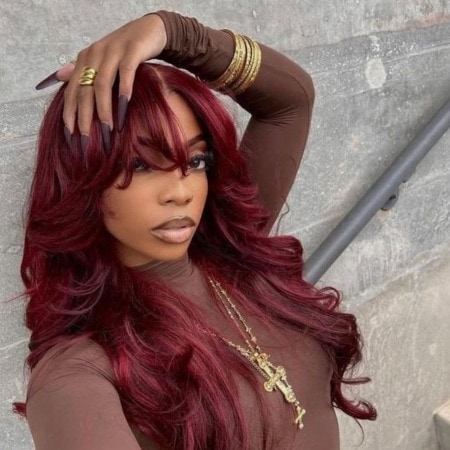 burgundy wig unice
