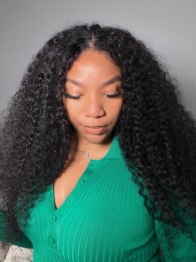 24''=$99 Glueless V Part Beginner Friendly Wig Natural Scalp Curly Human Hair Wig