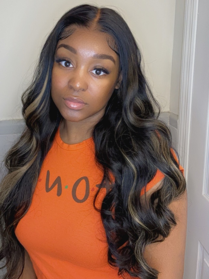 UNice Put On And Go 6x4.5 Pre-Cut Glueless Lace Black With Blonde ...