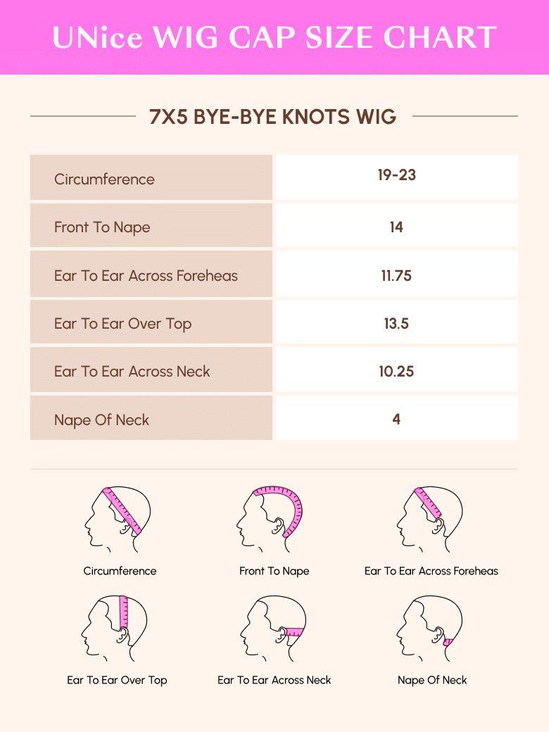 unice wig cap size