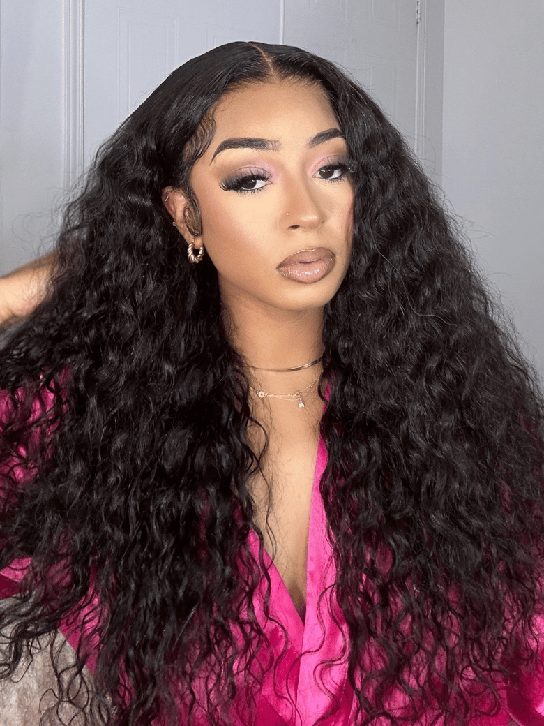 [180% Density] Drawstring Wig With Baby Hair 13x4 Pre Everything Pre-Cut Lace Front Water Wave Endless Parting Choices