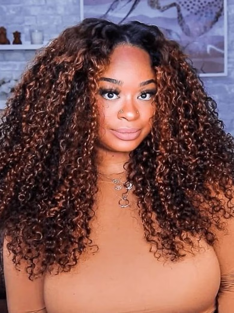 UNice Brown Highlight Piano Color Curly V part Upgrade U Part Wig