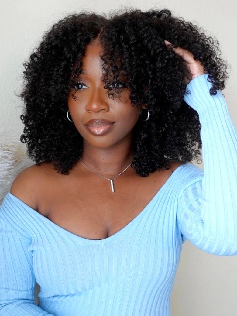 Hot Lace Part Wig Breathable Kinky Curly Wigs Natural Hairline
