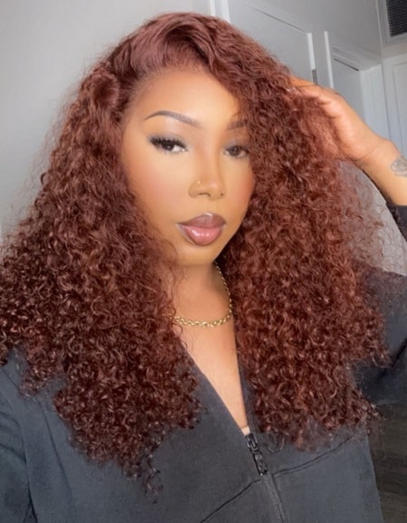 22 Inch Reddish Brown Curly Wig
