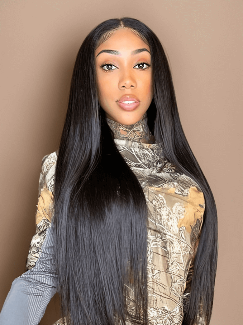 Straight Human Hair Lace Front Wigs for Black Women Glueless Lace