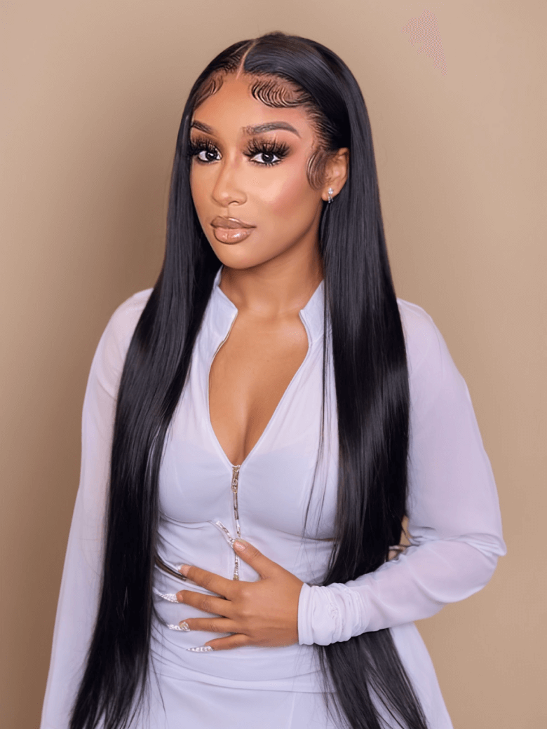 UNice Affordable 360 Lace Wigs Pre Plucked Straight Black Wig