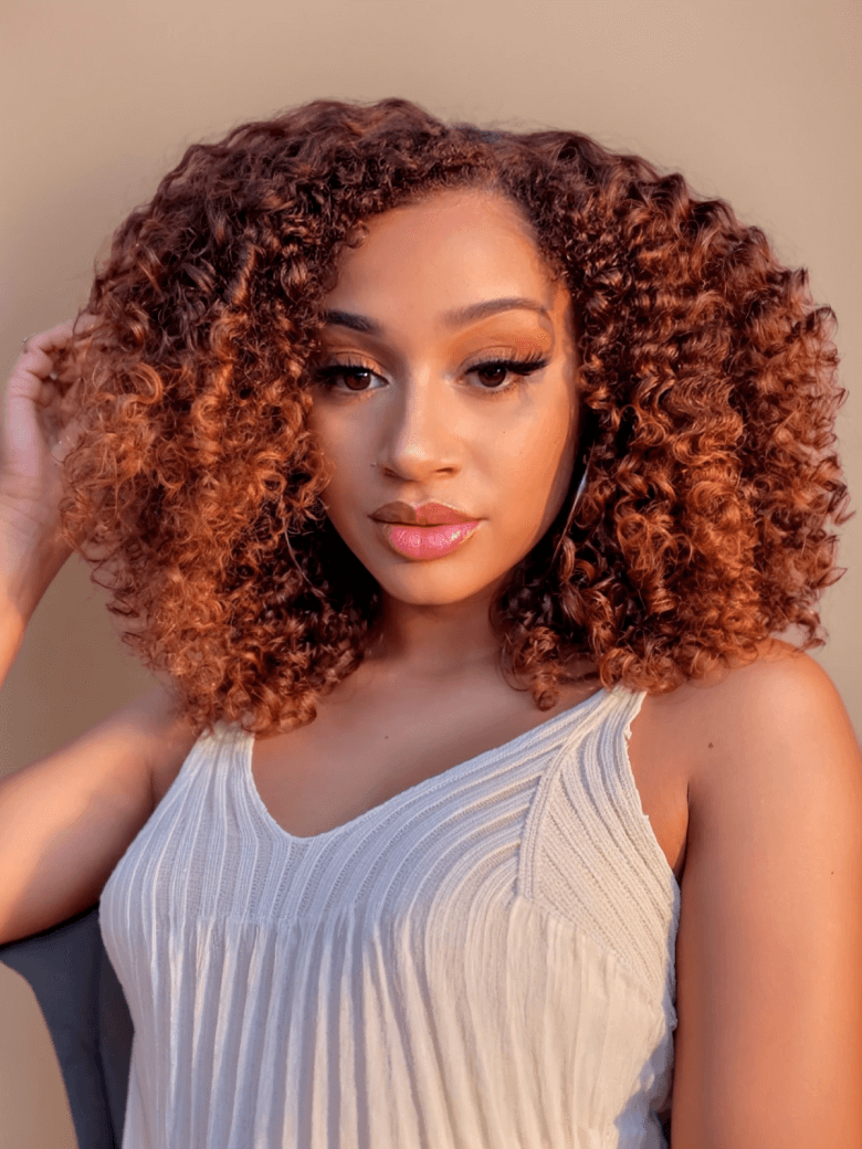 UNice Glueless Dark Copper Ombre Ringlet Curly Bob Wig