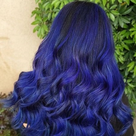 Dark purple blue hair color