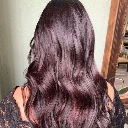 Dark brown purple hair color