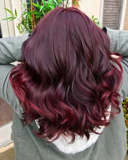 Dark red purple hair color