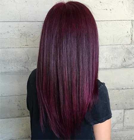 Dark purple burgundy hair color