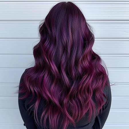 Dark plum purple hair color