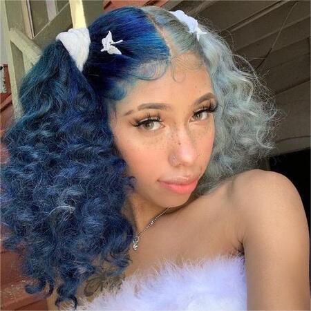 Blue Split Dye Hair