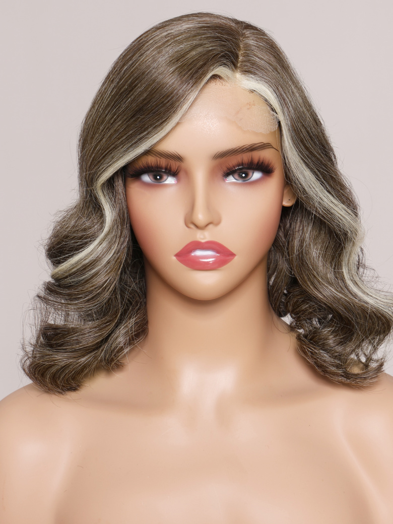 SLOANNE- 12"" MONO & SWISS LACE BODY WAVE HUMAN HAIR WIG