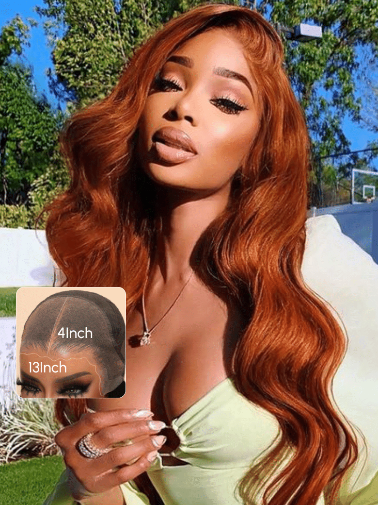[20""=$129] 13x4 Pre Everything Lace Frontal Ginger Body Wave Human Hair Wig