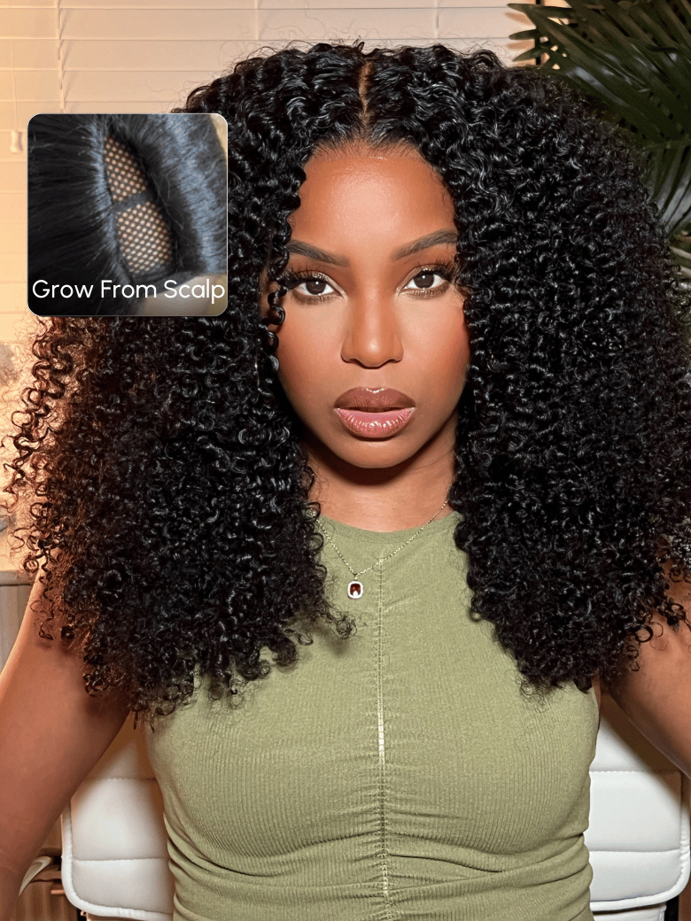 EasiContourâ¢ V Part Minimal Glueless Kinky Curly Glueless Wig 150% Density