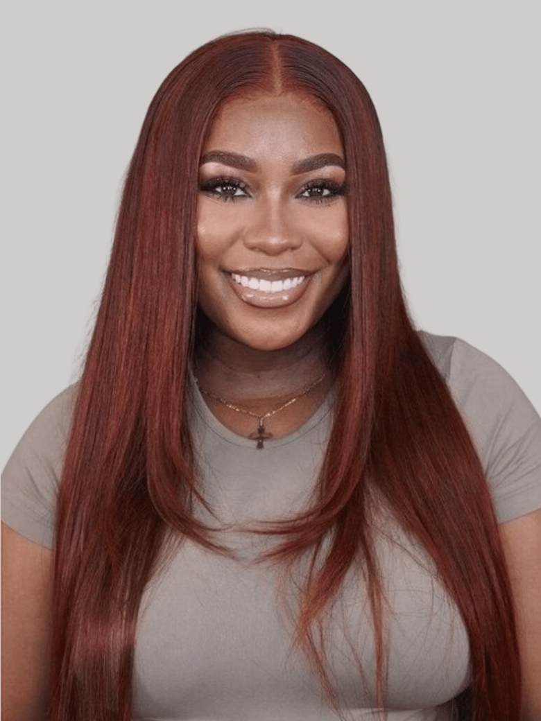UNice Dark Auburn Straight Remy Human Hair 3 Bundles With Closure Deal