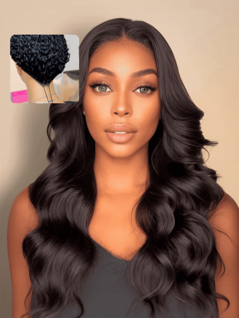 UNice EasiContour V Part Glueless Natural Black Glueless Body Wave Wig