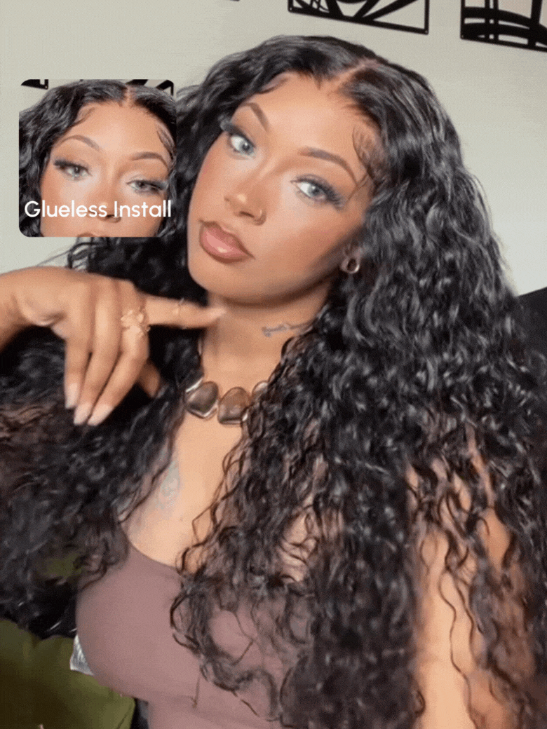 [$100-$50] HD Bye-Bye Knotsâ¢ Wig 7x5 Quick Glueless & HD Lace Wet & Wavy Water Wave Invisible Knots Wig