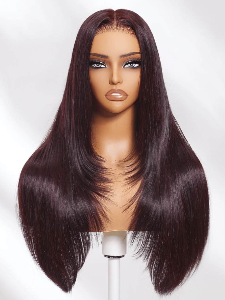 UNice 13x4 Lace Frontal Black Cherry Layered Straight Pre-Everything Wig