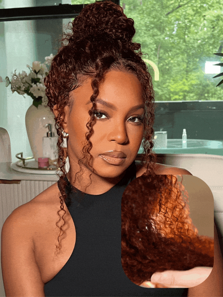 UNice 7x5 Bye-Bye Knotsâ¢ Wig Glueless Lace Sunset Jerry Curly for Reddish Brown Drawstring Wig With Bleached Knots