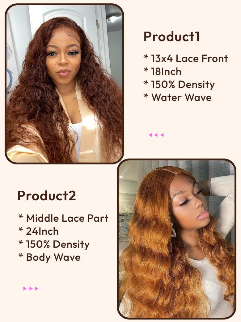 2 Wigs $99 for Middle Part Lace Body Wave Wig And 13x4 Lace Front Water Wave Wig